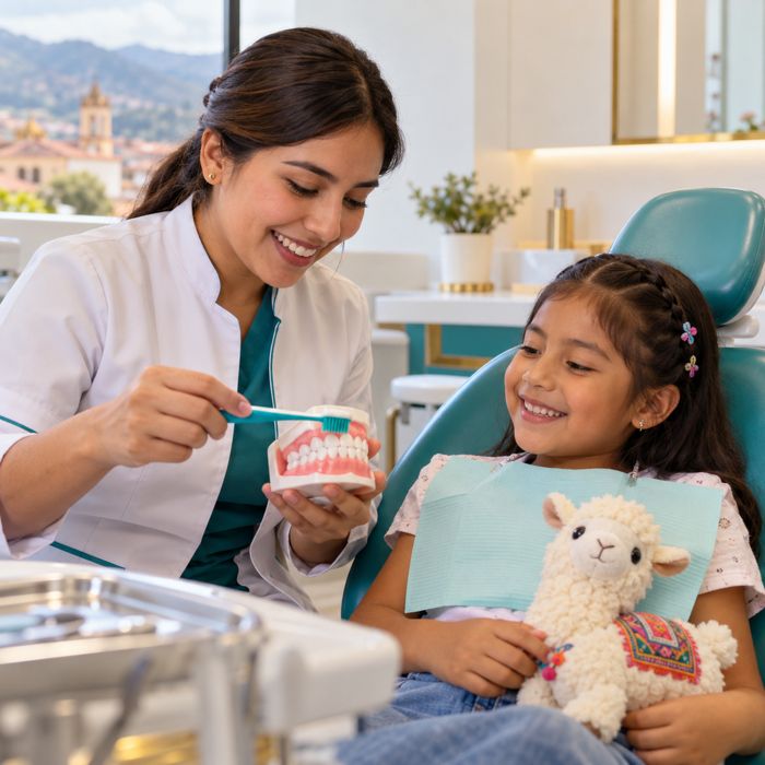 Niña en consulta dental