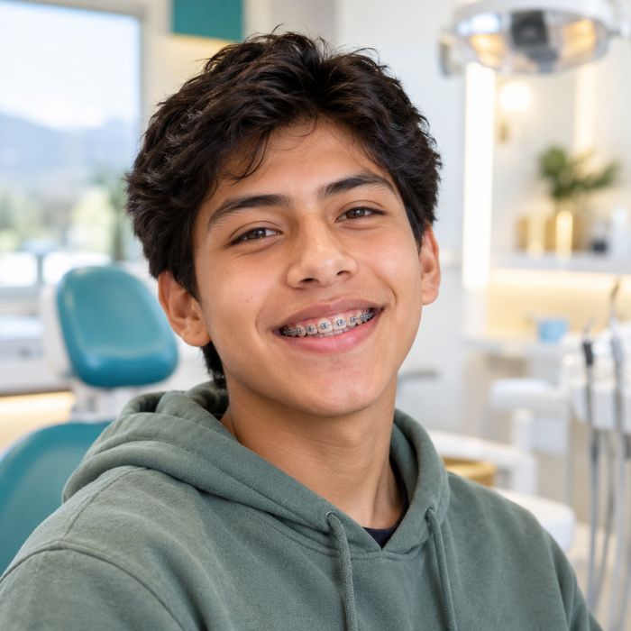 Joven con brackets